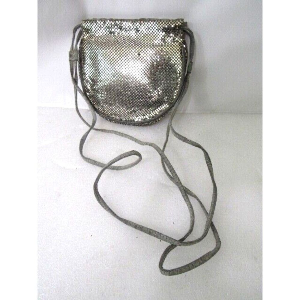 Whiting & Davis Silver tone Mesh Crossbody Evening Pouch Purse VINTAGE